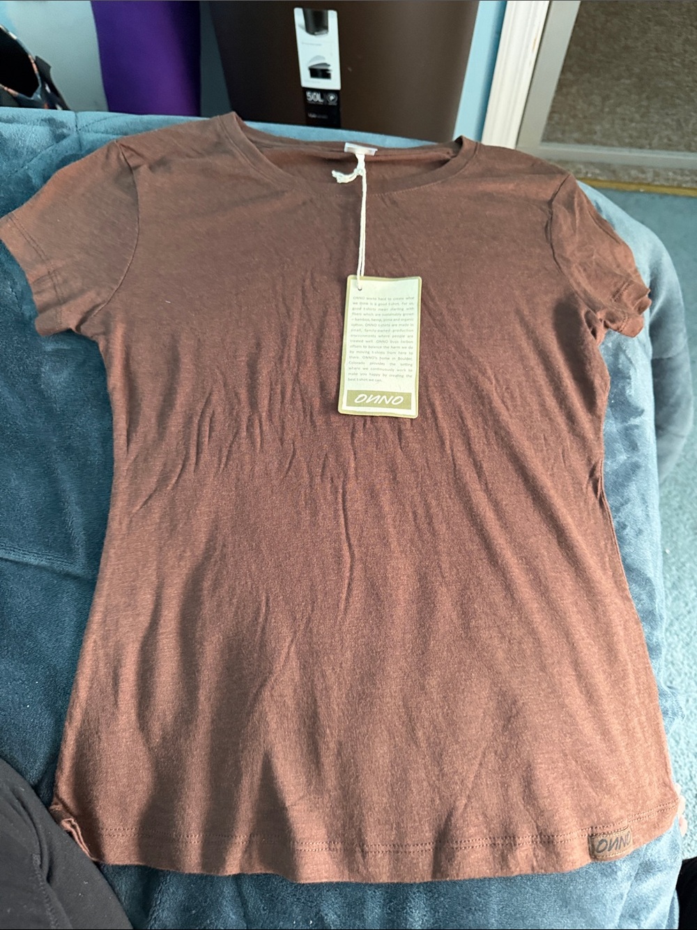 ONNO Women's espresso brown bamboo Short Sleeve Crewneck Tee